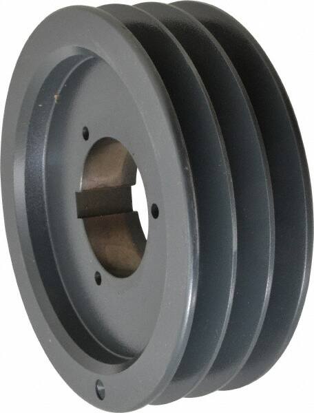 Browning - 3 Groove, 5/8 to 2-1/4 Bore Diam, 7.28" Outside Diam, QD Bushed V Belt Sheave - 7.1 5V Diam Belt Pitch - Exact Tooling