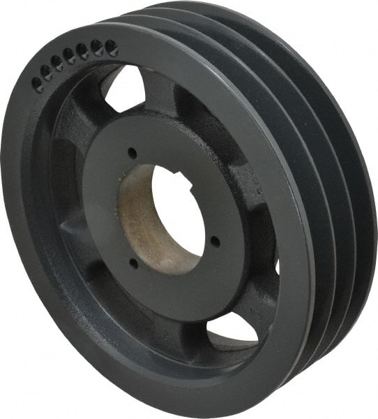 Browning - 3 Groove, 5/8 to 2-1/4 Bore Diam, 8.88" Outside Diam, QD Bushed V Belt Sheave - 8.7 5V Diam Belt Pitch - Exact Tooling