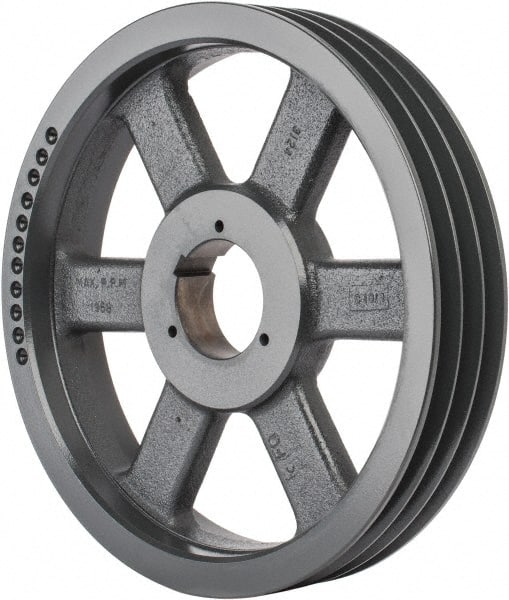 Browning - 3 Groove, 5/8 to 2-1/4 Bore Diam, 12.68" Outside Diam, QD Bushed V Belt Sheave - 12.5 5V Diam Belt Pitch - Exact Tooling