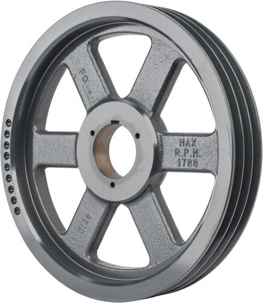 Browning - 3 Groove, 5/8 to 2-1/4 Bore Diam, 13.88" Outside Diam, QD Bushed V Belt Sheave - 13.7 5V Diam Belt Pitch - Exact Tooling