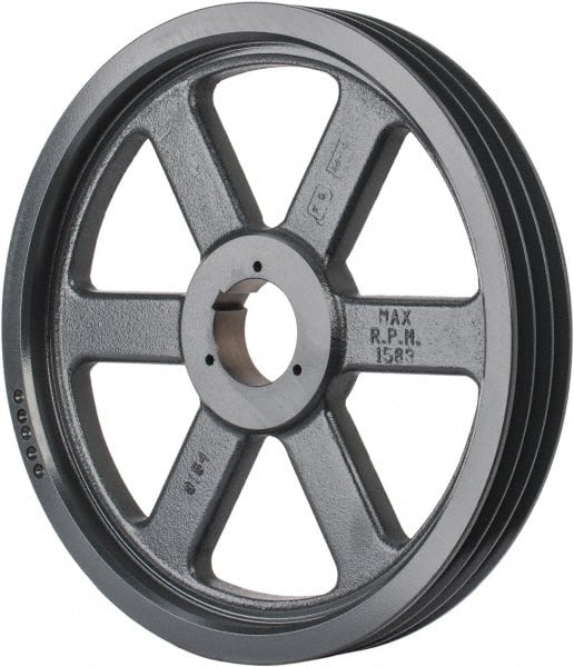 Browning - 3 Groove, 5/8 to 2-1/4 Bore Diam, 15.68" Outside Diam, QD Bushed V Belt Sheave - 15.5 5V Diam Belt Pitch - Exact Tooling