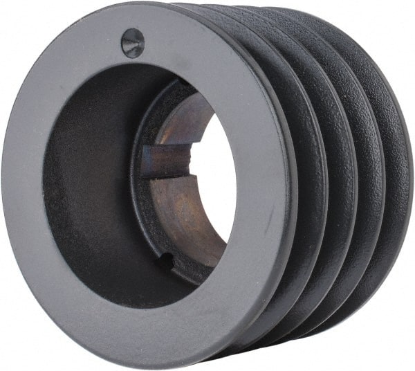 Browning - 4 Groove, 5/8 to 2-1/4 Bore Diam, 4.88" Outside Diam, QD Bushed V Belt Sheave - 4.7 5V Diam Belt Pitch - Exact Tooling