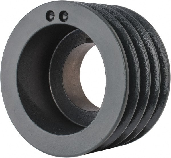 Browning - 4 Groove, 5/8 to 2-1/4 Bore Diam, 5.48" Outside Diam, QD Bushed V Belt Sheave - 5.3 5V Diam Belt Pitch - Exact Tooling