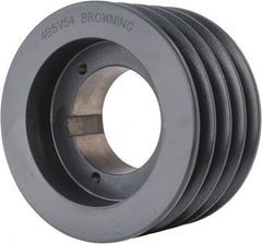Browning - 4 Groove, 5/8 to 2-1/4 Bore Diam, 5.68" Outside Diam, QD Bushed V Belt Sheave - 5.5 5V Diam Belt Pitch - Exact Tooling