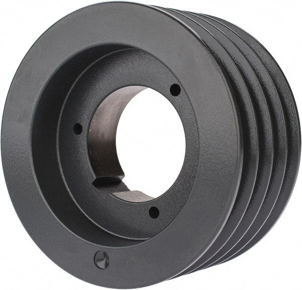 Browning - 4 Groove, 5/8 to 2-1/4 Bore Diam, 6.08" Outside Diam, QD Bushed V Belt Sheave - 5.9 5V Diam Belt Pitch - Exact Tooling