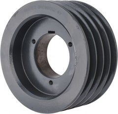 Browning - 4 Groove, 5/8 to 2-1/4 Bore Diam, 6.48" Outside Diam, QD Bushed V Belt Sheave - 6.3 5V Diam Belt Pitch - Exact Tooling