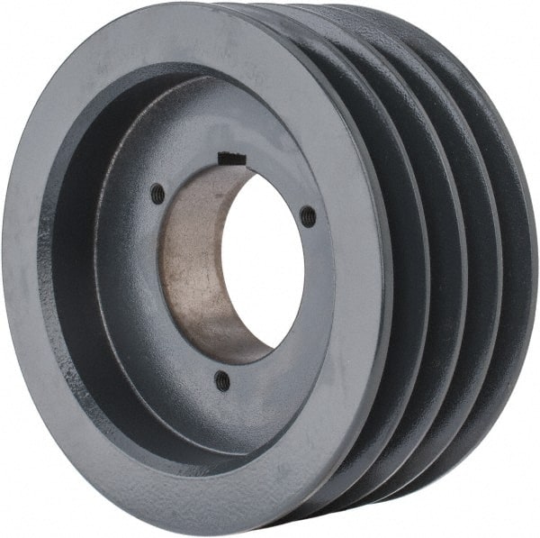 Browning - 4 Groove, 5/8 to 2-1/4 Bore Diam, 6.88" Outside Diam, QD Bushed V Belt Sheave - 6.7 5V Diam Belt Pitch - Exact Tooling