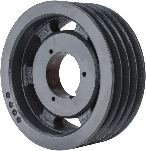 Browning - 4 Groove, 5/8 to 2-1/4 Bore Diam, 8.28" Outside Diam, QD Bushed V Belt Sheave - 8.1 5V Diam Belt Pitch - Exact Tooling