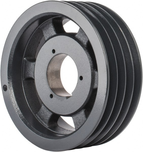 Browning - 4 Groove, 5/8 to 2-1/4 Bore Diam, 8.88" Outside Diam, QD Bushed V Belt Sheave - 8.7 5V Diam Belt Pitch - Exact Tooling