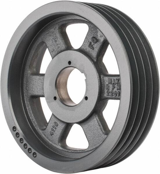 Browning - 4 Groove, 5/8 to 2-1/4 Bore Diam, 11.28" Outside Diam, QD Bushed V Belt Sheave - 11.1 5V Diam Belt Pitch - Exact Tooling