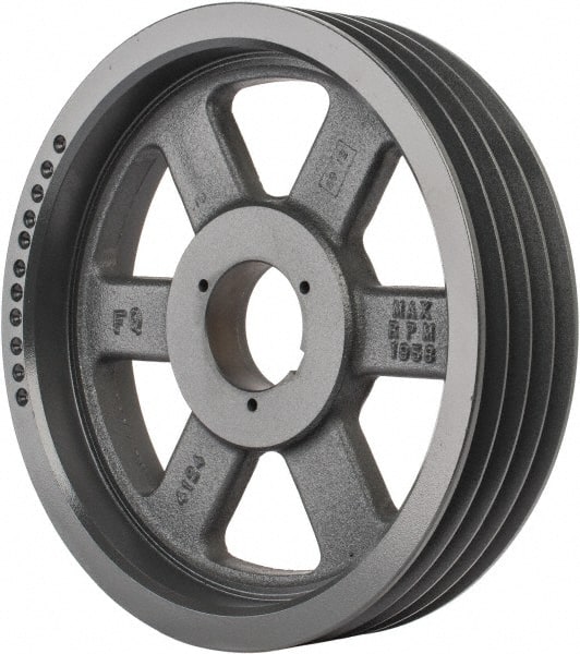 Browning - 4 Groove, 5/8 to 2-1/4 Bore Diam, 12.68" Outside Diam, QD Bushed V Belt Sheave - 12.5 5V Diam Belt Pitch - Exact Tooling