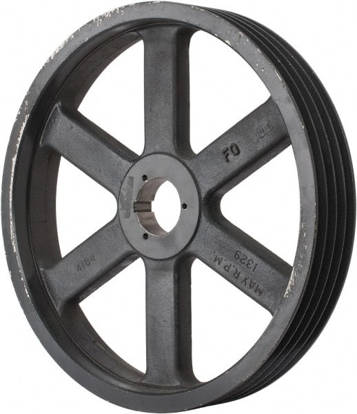 Browning - 4 Groove, 5/8 to 2-1/4 Bore Diam, 18.68" Outside Diam, QD Bushed V Belt Sheave - 18.5 5V Diam Belt Pitch - Exact Tooling