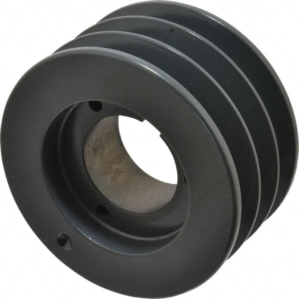 Browning - 3 Groove, 1/2 to 2-7/16 Bore Diam, 4.68" Outside Diam, QD Bushed V Belt Sheave - 4.5 5V Diam Belt Pitch - Exact Tooling