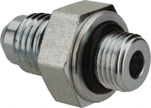 Voss - 7/16-20 x 1/8 Male Thread, Zinc Plated Carbon Steel Industrial Pipe Adapter - MJIC x MBSPP - Exact Tooling