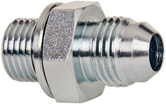 Voss - 9/16-18 x 1/4 Male Thread, Zinc Plated Carbon Steel Industrial Pipe Adapter - MJIC x MBSPP - Exact Tooling