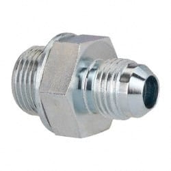 Voss - 9/16-18 x 3/8 Male Thread, Zinc Plated Carbon Steel Industrial Pipe Adapter - MJIC x MBSPP - Exact Tooling