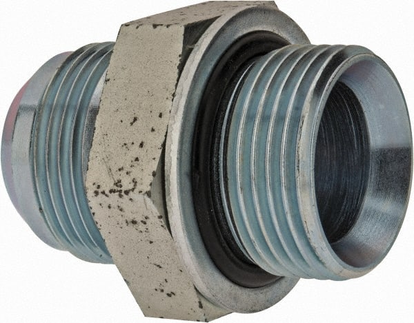 Voss - 1-5/16 - 12 x 1 Male Thread, Zinc Plated Carbon Steel Industrial Pipe Adapter - MJIC x MBSPP - Exact Tooling