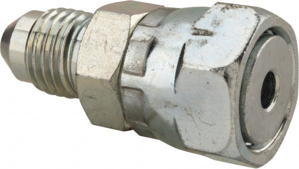 Voss - 7/16-20 Male Thread x 9/16-18 Female Thread, Zinc Plated Carbon Steel Industrial Pipe Adapter - MJIC x FORFS - Exact Tooling