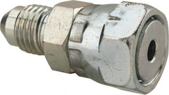 Voss - 7/16-20 Male Thread x 9/16-18 Female Thread, Zinc Plated Carbon Steel Industrial Pipe Adapter - MJIC x FORFS - Exact Tooling