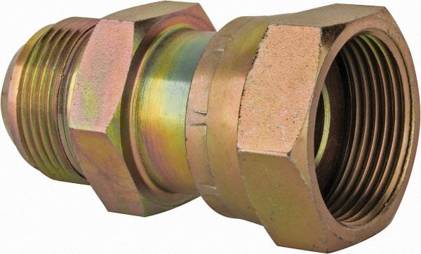 Voss - 1-15/16 - 12 Male Thread x 1-7/16 - 12 Female Thread, Zinc Plated Carbon Steel Industrial Pipe Adapter - MJIC x FORFS - Exact Tooling