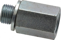Voss - 1/8 Male Thread x 1/8 Female Thread, Zinc Plated Carbon Steel Industrial Pipe Adapter - MBSPP x FNPT - Exact Tooling