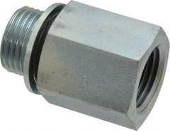 Voss - 1/2 Male Thread x 1/2 Female Thread, Zinc Plated Carbon Steel Industrial Pipe Adapter - MBSPP x FNPT - Exact Tooling