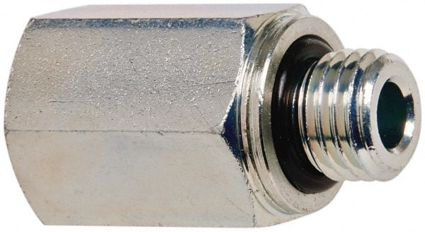 Voss - M12x1.5 Male Thread x 1/4 Female Thread, Zinc Plated Carbon Steel Industrial Pipe Adapter - Male Metric x FNPT - Exact Tooling