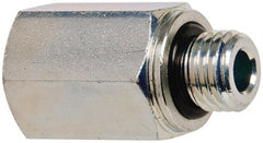 Voss - M12x1.5 Male Thread x 1/4 Female Thread, Zinc Plated Carbon Steel Industrial Pipe Adapter - Male Metric x FNPT - Exact Tooling