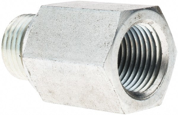 Voss - M16x1.5 Male Thread x 3/8 Female Thread, Zinc Plated Carbon Steel Industrial Pipe Adapter - Male Metric x FNPT - Exact Tooling