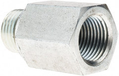 Voss - M16x1.5 Male Thread x 3/8 Female Thread, Zinc Plated Carbon Steel Industrial Pipe Adapter - Male Metric x FNPT - Exact Tooling