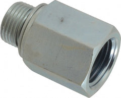Voss - M18x1.5 Male Thread x 1/2 Female Thread, Zinc Plated Carbon Steel Industrial Pipe Adapter - Male Metric x FNPT - Exact Tooling