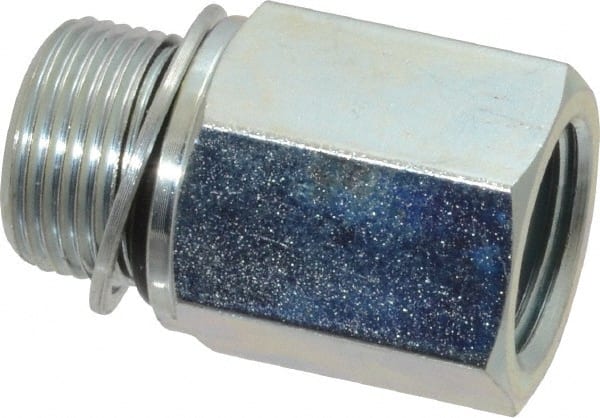 Voss - M22x1.5 Male Thread x 1/2 Female Thread, Zinc Plated Carbon Steel Industrial Pipe Adapter - Male Metric x FNPT - Exact Tooling