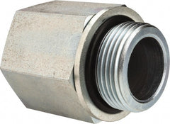 Voss - M33x2 Male Thread x 1 Female Thread, Zinc Plated Carbon Steel Industrial Pipe Adapter - Male Metric x FNPT - Exact Tooling