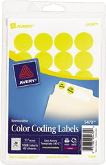 AVERY - 3/4" Wide x 3/4" Long, Neon Yellow Paper Color Coding Labels - For Laser/Inkjet Printers - Exact Tooling