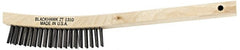 Blackhawk by Proto - 19 Rows x 3 Columns Steel Scratch Brush - 14" OAL, 1-3/16" Trim Length, Wood Curved Handle - Exact Tooling