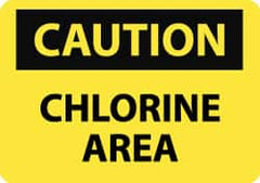 NMC - "Caution - Chlorine Area", 7" Long x 10" Wide, Pressure-Sensitive Vinyl Safety Sign - Rectangle, 0.004" Thick, Use for Hazardous Materials - Exact Tooling