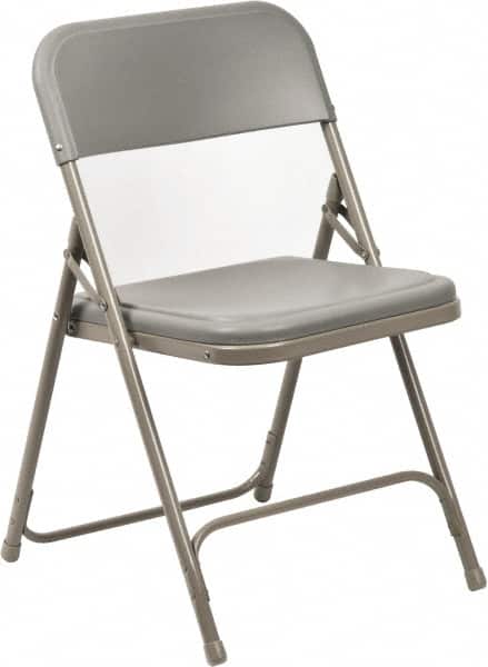 NPS - 18-3/4" Wide x 16-1/4" Deep x 29-3/4" High, Steel Folding Chair with Plastic Seat & Back - Gray with Gray Frame - Exact Tooling