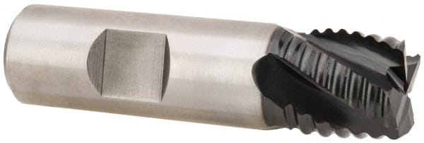 Hertel - 5/8" Diam, Coarse Pitch, 2-1/2" LOC, 4 Flute Cobalt Roughing Square End Mill - TiAlN Finish, 4-5/8" OAL, 5/8" Shank Diam, Single End, Centercutting, 30° Helix - Exact Tooling