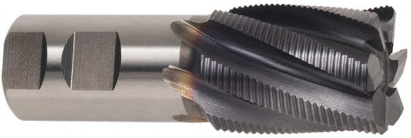 Hertel - 2" Diam, Coarse Pitch, 6" LOC, 8 Flute Cobalt Roughing Square End Mill - Uncoated, 9-3/4" OAL, 2" Shank Diam, Single End, 30° Helix - Exact Tooling
