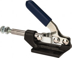 Gibraltar - 600 Lb Load Capacity, Flanged Base, Carbon Steel, Standard Straight Line Action Clamp - 0.22" Mounting Hole Diam, 0.43" Plunger Diam, Straight Handle - Exact Tooling