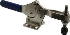 Gibraltar - 600 Lb Holding Capacity, Horizontal Handle, Manual Hold Down Toggle Clamp - 56° Handle Movement, 91° Bar Opening, U-Bar, Flanged Base, Electro-Plated Zinc, Stainless Steel - Exact Tooling