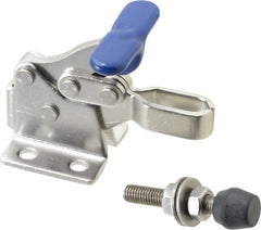 Gibraltar - 350 Lb Holding Capacity, Horizontal Handle, Manual Hold Down Toggle Clamp - 173° Handle Movement, 92° Bar Opening, U-Bar, Flanged Base, Electro-Plated Zinc, Stainless Steel - Exact Tooling