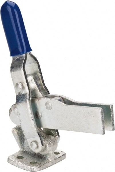 Gibraltar - 600 Lb Holding Capacity, Vertical Handle, Manual Hold Down Toggle Clamp - 85° Handle Movement, 71° Bar Opening, U-Bar, Flanged Base, Carbon Steel - Exact Tooling