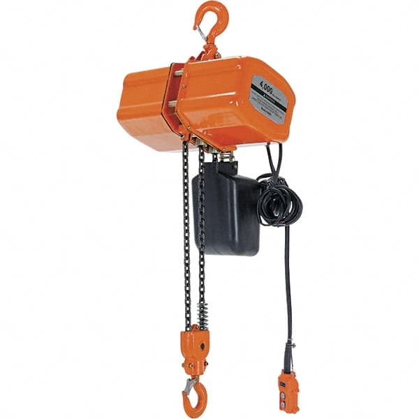 Vestil - 2 Ton Capacity, 8.5 FPM Lift Speed, 110 Volt, Electric Chain Hoist - 1.6 Output hp, 15' Max Lift - Exact Tooling