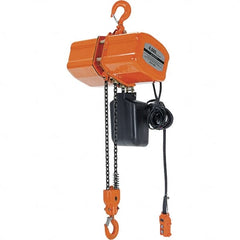 Vestil - 2 Ton Capacity, 8.5 FPM Lift Speed, 110 Volt, Electric Chain Hoist - 1.6 Output hp, 15' Max Lift - Exact Tooling