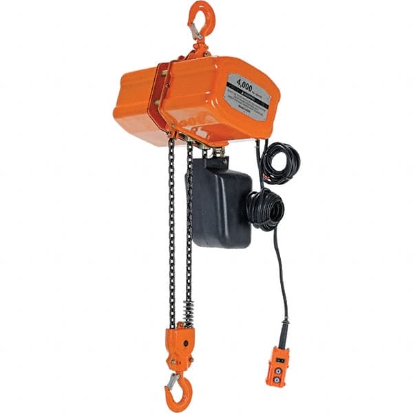 Vestil - 2 Ton Capacity, 16 FPM Lift Speed, 230 Volt, Electric Chain Hoist - 2.1 Output hp, 15' Max Lift - Exact Tooling