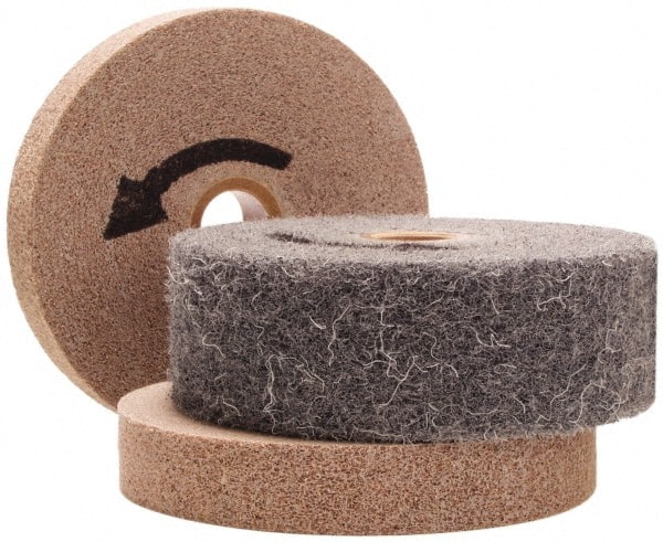 Merit Abrasives - 6" Diam, 1/2" Face Width, 1" Center Hole, Fine Grade, Silicon Carbide Deburring Wheel - Convolute, Hard Density 7 Grade, 6,000 RPM - Exact Tooling