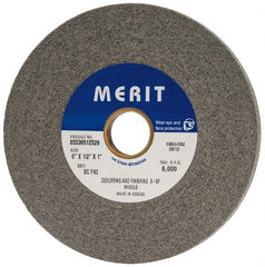 Merit Abrasives - 6" Diam, 1/2" Face Width, 1" Center Hole, Fine Grade, Silicon Carbide Deburring Wheel - Convolute, Hard Density 9 Grade, 6,000 RPM - Exact Tooling