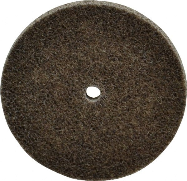 Merit Abrasives - 3" Diam, 1/4" Face Width, 1/4" Center Hole, Coarse Grade, Aluminum Oxide Deburring Wheel - Unitized, Hard Density 8 Grade, 18,000 RPM - Exact Tooling