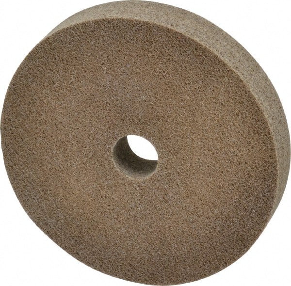 Merit Abrasives - 6" Diam, 1" Face Width, 1" Center Hole, Fine Grade, Aluminum Oxide Deburring Wheel - Unitized, Medium Density 6 Grade, 5,000 RPM - Exact Tooling